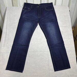 Hillcrest Straight Classic Jeans Mens Blue Denim Whisker Stone Wash 38x32 NWT